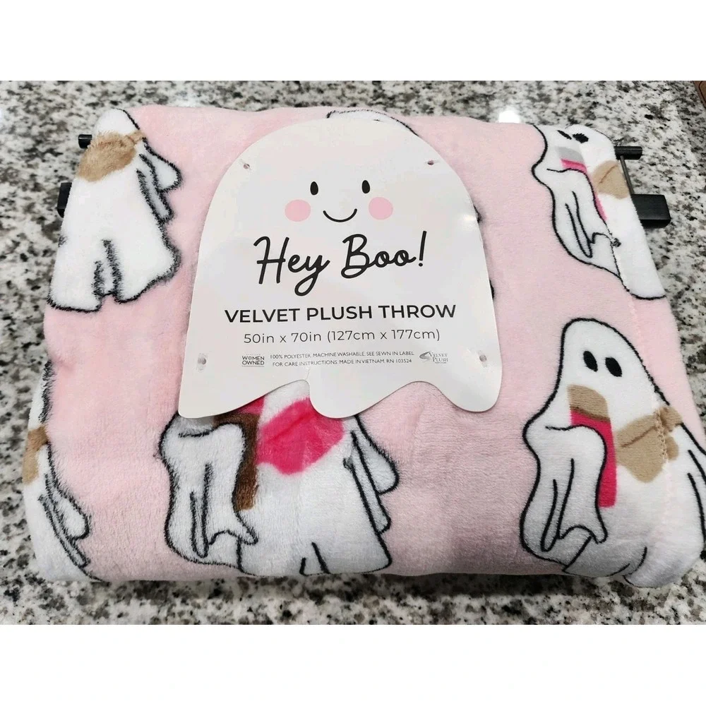 Viral Hey Boo! Halloween Ghost Stanley Tumbler Crossbody Plush Throw Blanket NWT